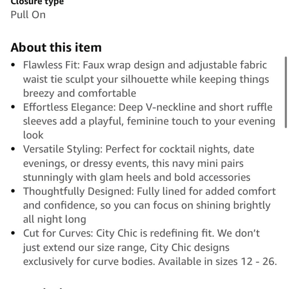 City Chic | Blue Flutter Frill Mini Tie Waist Faux Wrap Dress Size XXL/24 - Picture 11 of 11